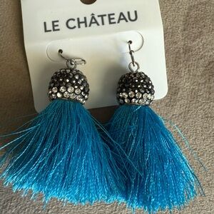 Le Chateau Turquoise Tassel Earrings with Silver Accents